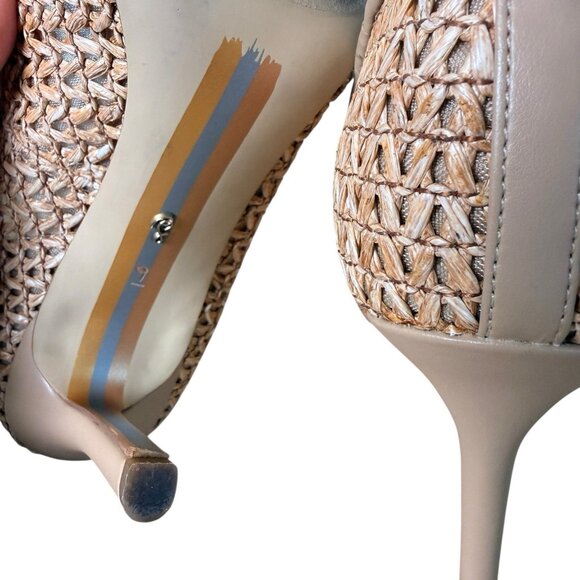 Sam Edelman Hazel Pumps Women's US 9 Tan Raffia Pointed Toe Stiletto Heel - Picture 4 of 7